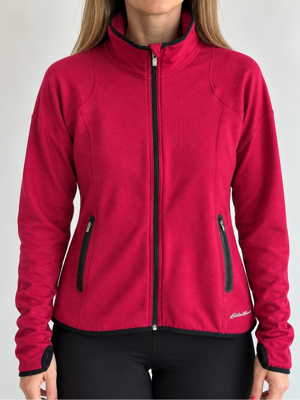 Eddie Bauer Raspberry Pink Full Zip Active Jacket Thumbholes Size S